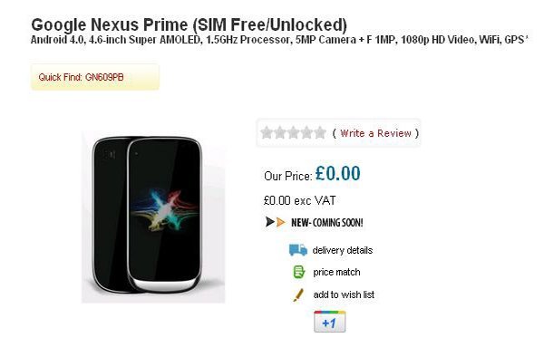 Google Nexus Prime PreOrder
