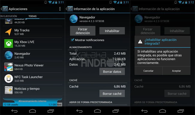 Inhabilitar aplicaciones en Android