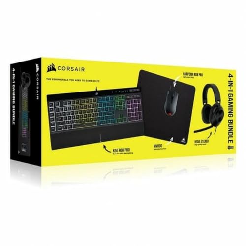 Corsair Pack Gaming K55 RGB Pro + HS55 + Harpoon RGB Pro + MM100 QWERTY Español