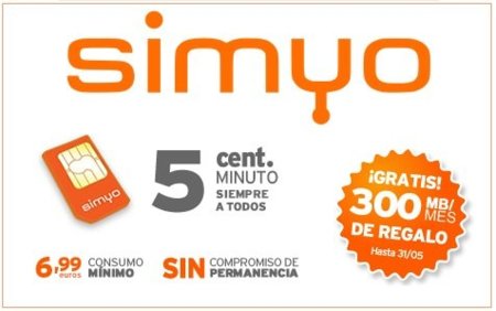 Simyo lanza nueva tarifa de 5 céntimos/minuto + 300MB gratis para siempre