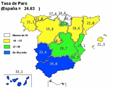 Paro EPA, una depresión encabezada por Andalucía (mapa de paro por CCAA)
