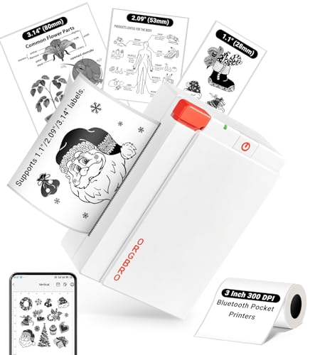 ORGBRO X3 Mini Impresora Termica Bluetooth Impresora Pegatinas Portatil
