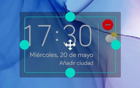 2 本の指でウィジェットをタッチすると、ウィジェットのサイズを変更したり移動したりできます