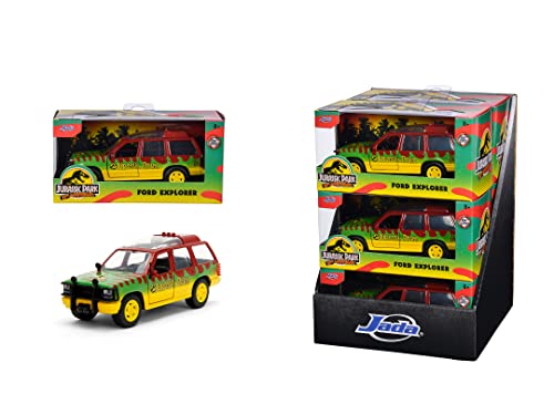 Jada- Jurassic Park Coche 4x4 Ford Explorer, Especial 30 Aniversario de la Película Original Parque Jurásico, Escala 1:32 (15cm), Metálico, Partes móviles, A partir de 8 Años (253252022)