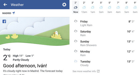 Facebook ahora te dice la previsión meteorológica