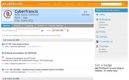 Profilactic, el servicio de lifestreaming que soporta hasta 142 servicios web