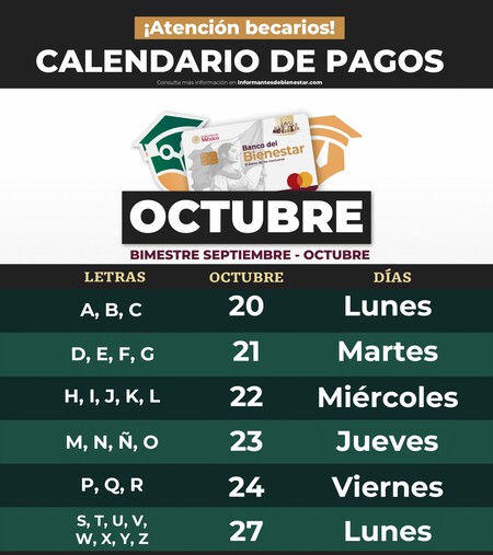 Calendario Oct Becas Benito Juar