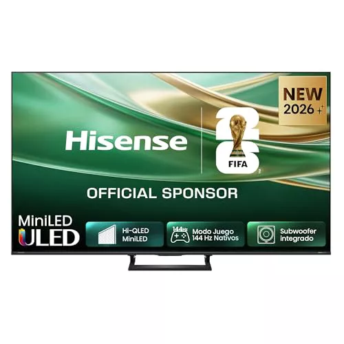 Hisense 55E8S - MiniLED Smart TV 55 Pulgadas, Hi-QLED MiniLED, Modo Juego 144 Hz Nativos, Subwoofer Integrado, Hi-View AI Engine, Total HDR Solution, Filmmaker Mode, Control por Manos Libres