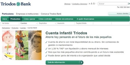 Cuenta infantil de Triodos Bank, al 1,50% TAE y sin comisiones