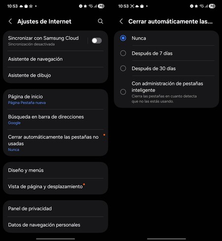 cierre automático de pestañas