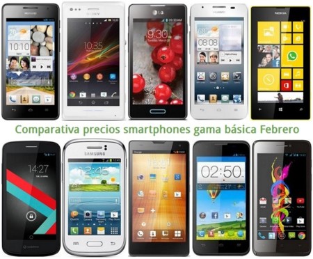 Móviles gratis y comparativa de precios con otros smartphones básicos como Lumia 520, Xperia M, Huawei G526 o LG L5 II en Febrero