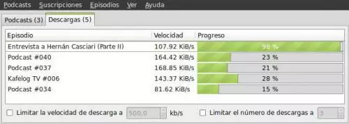 Descargas con gPodder