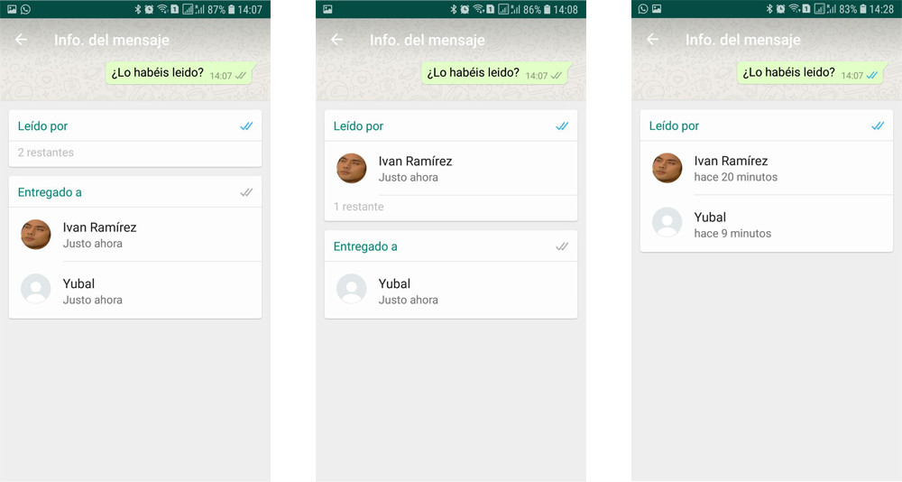 Cómo saber a qué hora y quién ha leído los mensajes en un grupo de WhatsApp