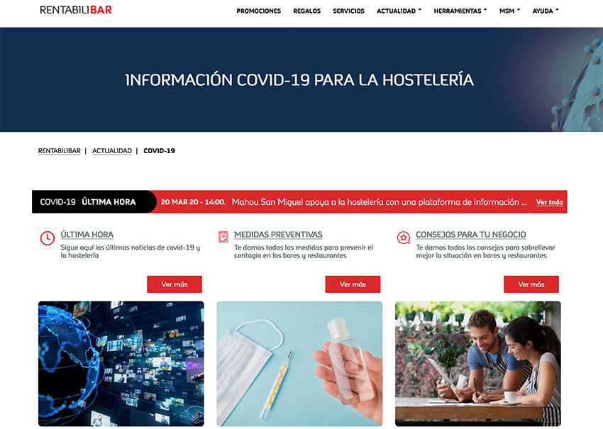 El Grupo Mahou San Miguel crea un servicio para dar información a los hosteleros en relación al coronavirus