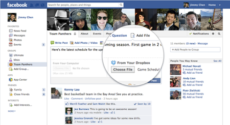 Facebook integra Dropbox para compartir archivos en Grupos