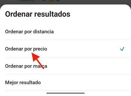 Selección de listado por precio en Waze