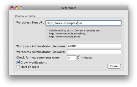WordPress Notifier para Mac, notificaciones de comentarios pendientes de aprobación