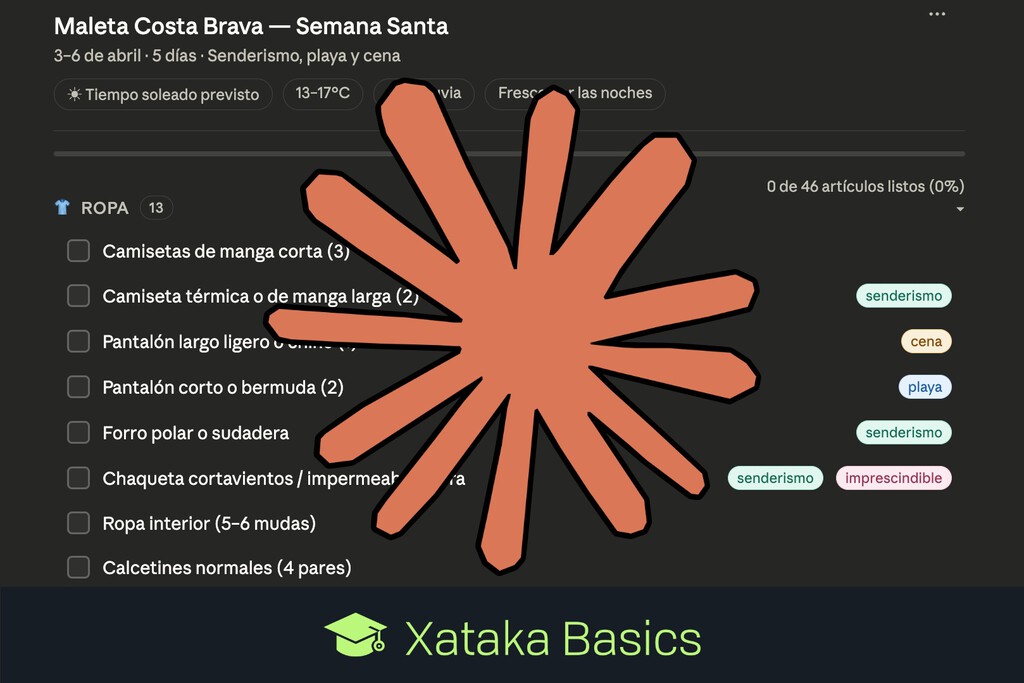 Lista de equipaje con Claude: cómo crear una lista interactiva para que no se te olvide las cosas que llevar en la maleta