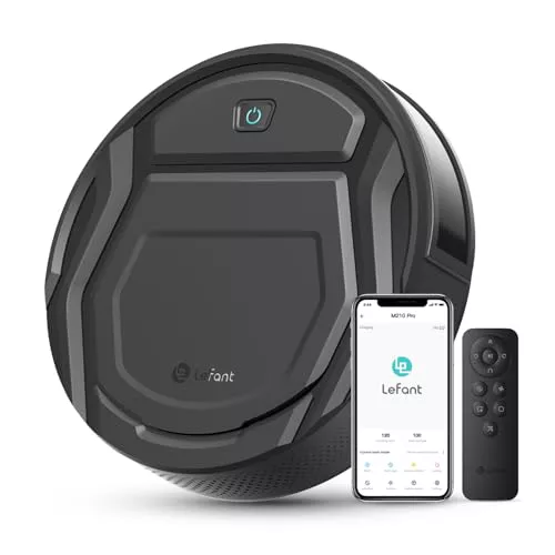 LEFANT Robot Aspirador, 2200Pa Potencia para Alfombra, 120 Minutos, Aspirador Robot pequeña de 7,8 cm de delgadez y 28 cm de diámetro, WiFi/App/Alexa, Ideal para pelos de Mascotas, M210P con Remoto