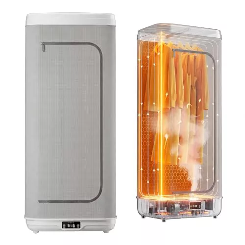 Aeroflexa Secadora de ropa portatil,secador de ropa electrico,secadora ropa de doble capa 1000W,con pantalla LED,temporizador mando a distancia,adecuada para autocaravanas,apartamentos,viajes,camping