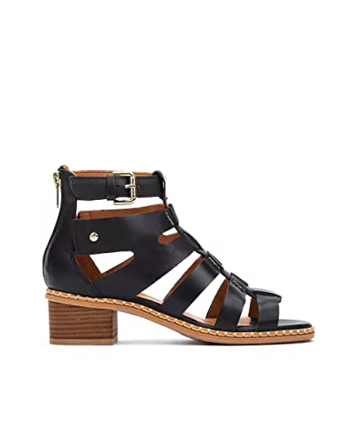 Pikolinos Sandalias tacón en Cuero Blanes para Mujer en color Negro