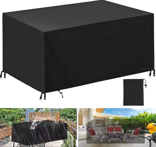 Funda para Muebles de Jardín, Rectangular Cubierta Mesa Jardín Resistente Desgarro 420D Oxford Impermeable protección contra el frío Anti-UV, Funda Protectora Silla
