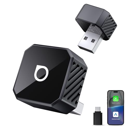 OTTOCAST Mini Pot 2026, Adaptador inalámbrico 2 en 1 para CarPlay y Android Auto, Compatible iOS 10+/Android 11+ y Coches con Carplay Desde 2016, Plug & Play, USB-A/Tipo C, Actualización OTA, Negro