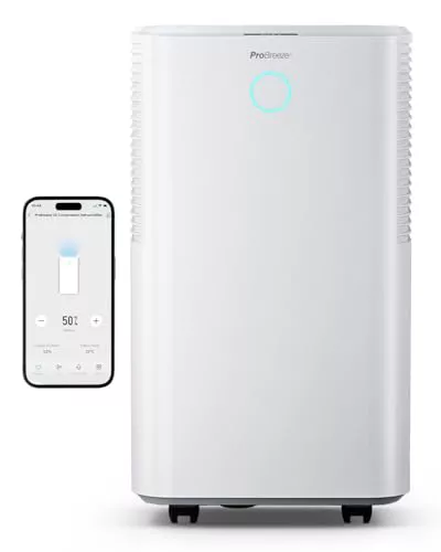 Pro Breeze OmniDry Deshumidificador 12L/Día con WiFi, Depósito de 2L, Secado de Ropa, Sensor Automático, Temporizador 24H, Modo Nocturno, Humedad, Moho y Condensación - Habitaciones hasta 20 m²