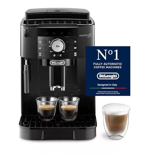 De’Longhi Magnifica S – Perfetto Cafetera Superautomática, Espumador de Leche manual, Espresso y Cappuccino, Panel de Control con Botones, Negro (ECAM11.112.B)