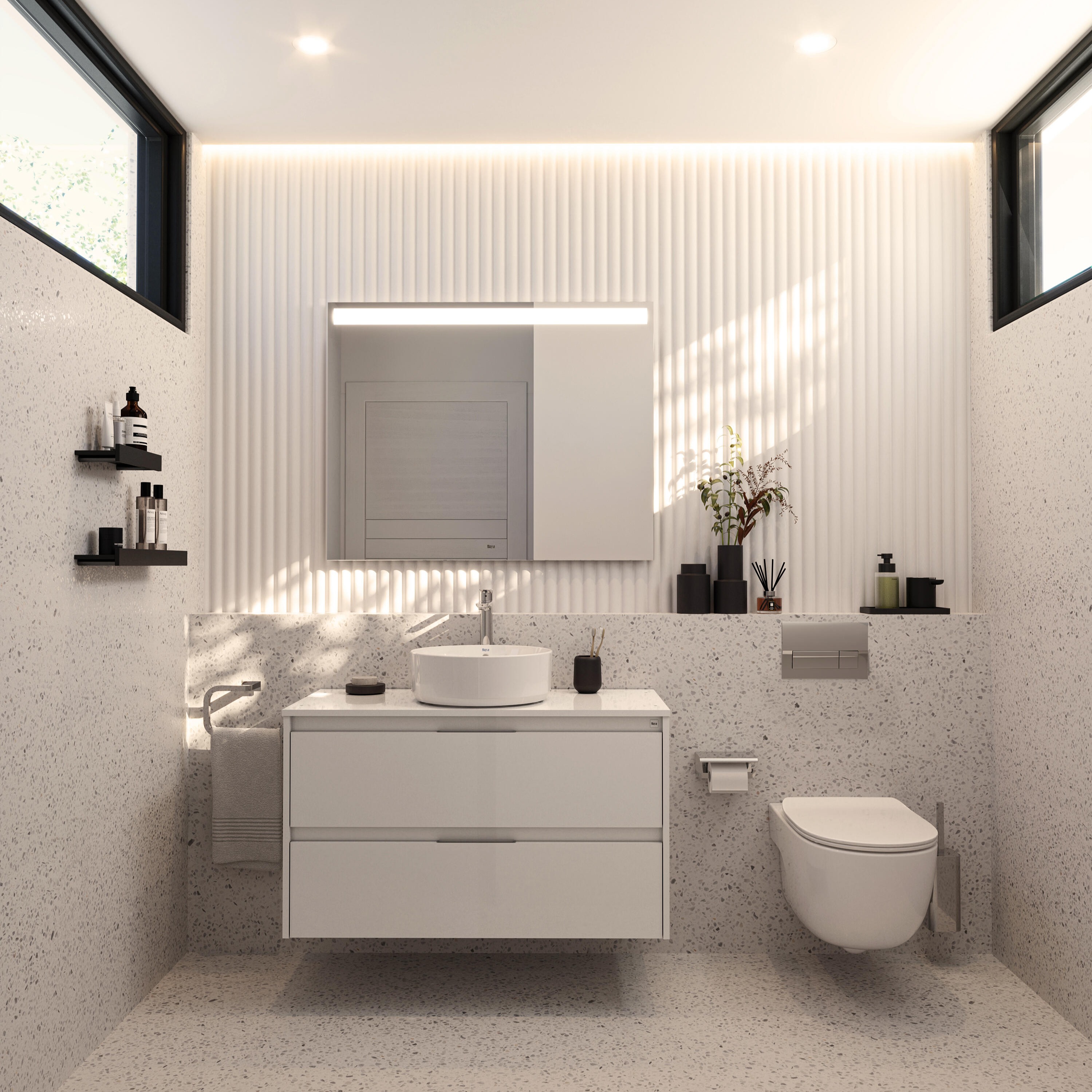 Mueble de baño con lavabo Alpine blanco brillante 80x46 cm
