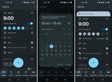 特定の日にアラームを一時停止することができます