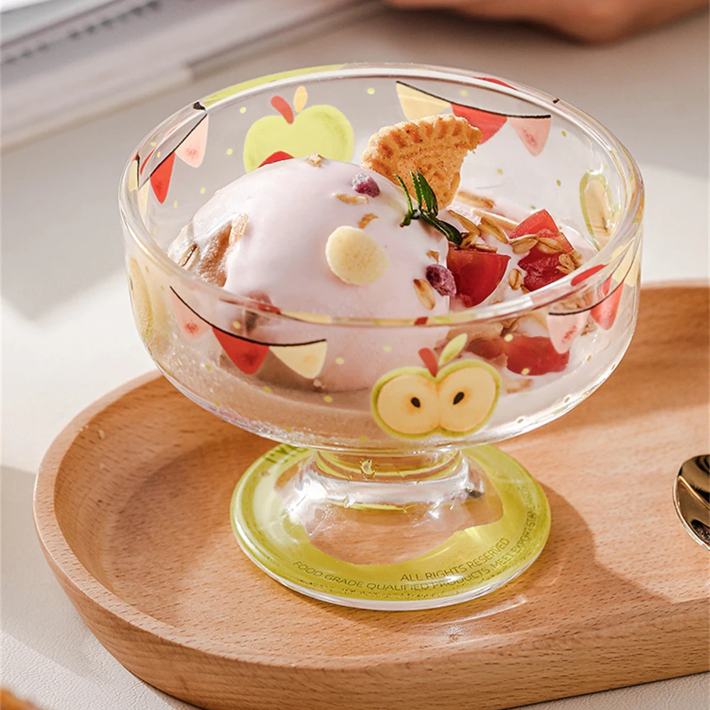 Taza de cristal para helado creativa