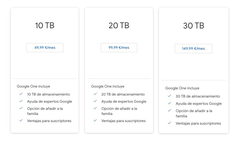 Google rebaja un 50% los planes de almacenamiento en la nube de 10, 20 ...