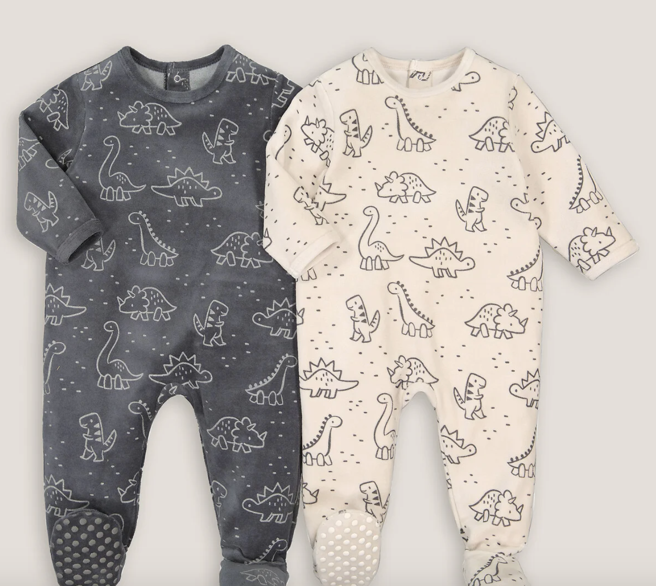 Lote de 2 pijamas 1 prenda gris + beige