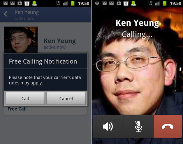 Facebook Messenger con VoIP