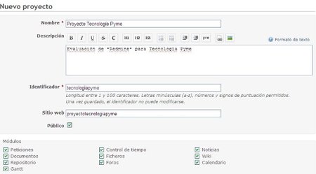 Creación de un Proyecto con Redmine