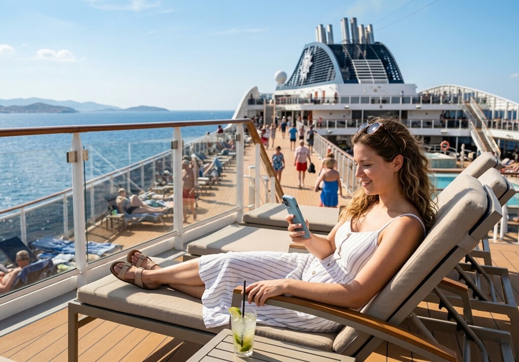 Para mi sorpresa, no existe el roaming gratis en los cruceros. Estas son las tarifas de los operadores para hablar y navegar en alta mar