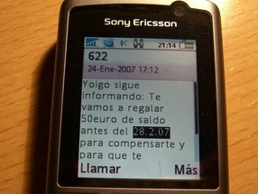 Yoigo comienza a enviar SMS anunciando las recargas gratuitas de compensación