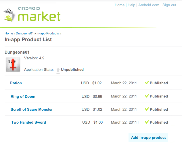 Compra en las aplicaciones Android