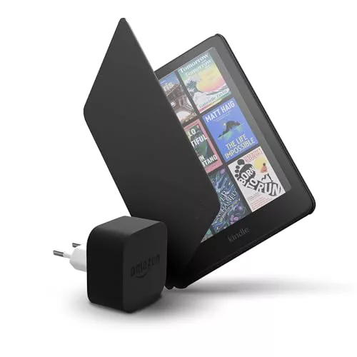 Amazon Kindle Colorsoft 16 GB + Funda negra de material vegetal + Adaptador de 9 W
