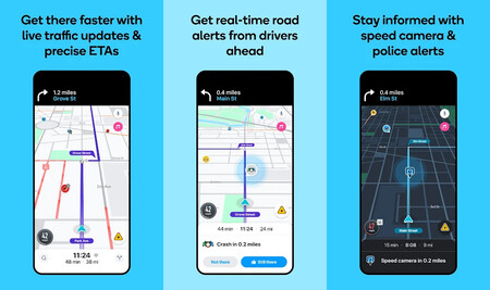 Capturas de pantalla promocionales de Waze