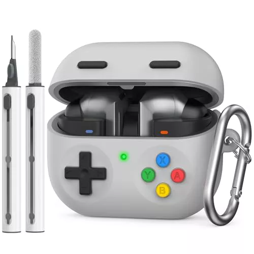 Delidigi Funda Galaxy Buds3 Pro y Galaxy Buds 3 (2024) Silicona Diseño Clásico Consola Juegos Mano Botón 3D para Samsung Galaxy Buds3 Pro con Kit Limpieza & Mosquetón