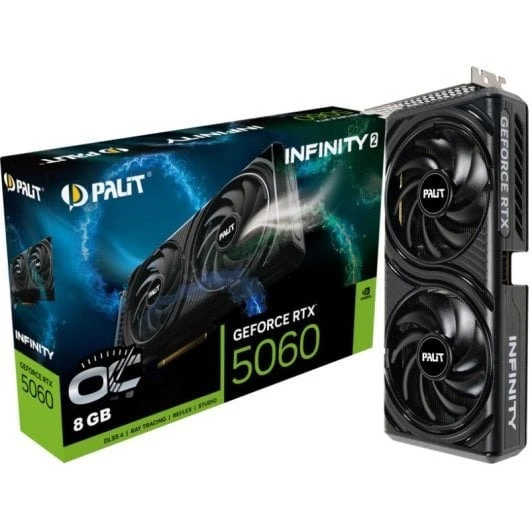Tarjeta Gráfica Palit Infinity 2 OC GeForce RTX 5060 8GB GDDR7 Reflex 2 RTX AI DLSS4