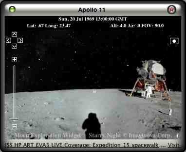 Moon Exploration Widget, el cielo desde la luna