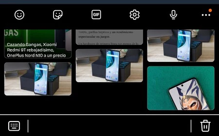 コピーされた画像とスクリーンショットが含まれる Samsung キーボードのクリップボード
