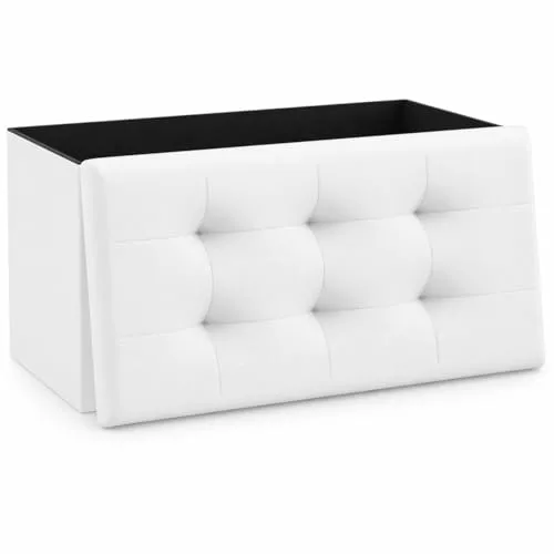 T-LOVENDO.ES Puff o Banco de almacenaje Plegable | Taburete Reposapiés Otomana | Baúl de Almacenamiento para Cama, Dormitorio, salón, Comedor o Recibidor | 38x76x38cm | Soporta 300kg.