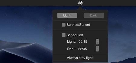 NightOwl te ofrece múltiples formas de activar el modo oscuro en macOS según tus preferencias