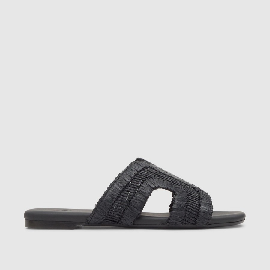 Sandalias de pala de mujer phillipa en rafia natural bordada Negro Castañer

