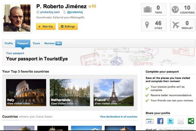 Tourist Eye, planificador de viajes online