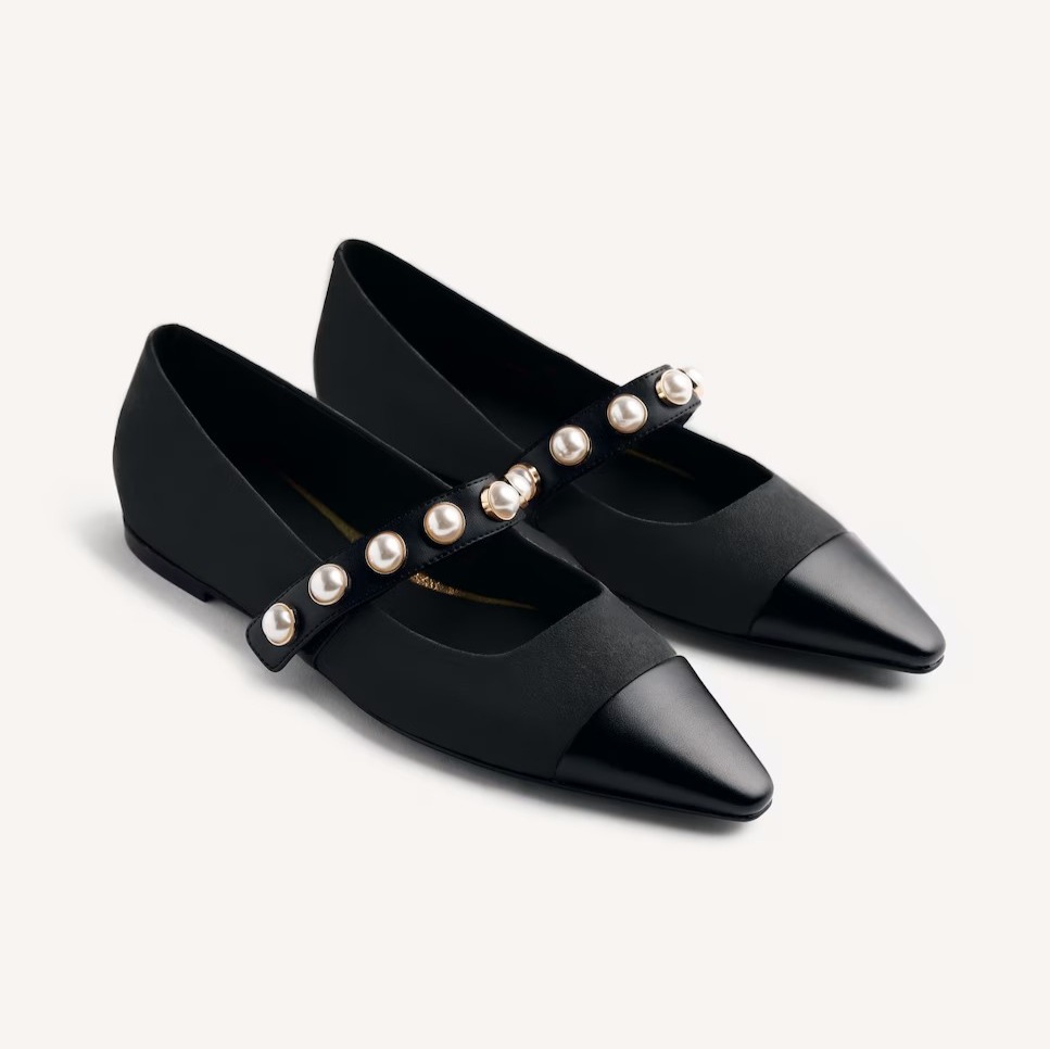 Bailarinas de mujer con detalle de perlas y punta afilada de Gioseppo